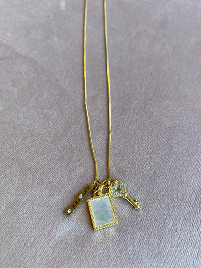 mama key charm necklace