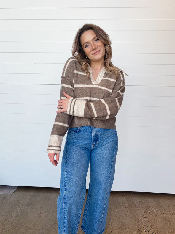 The Chelsie Collared Stripe Sweater