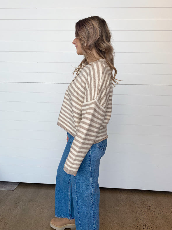 The Kelsey Striped Button Up Sweater
