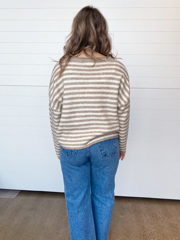The Kelsey Striped Button Up Sweater