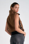 elan teddy sherpa zip up fall winter vest dark tan brown black