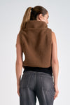 elan teddy sherpa zip up fall winter vest dark tan brown black