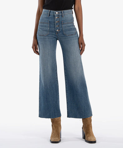 The Meg High Rise Wide Leg Exposed Buttons Jeans - Prevent Wash