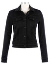 kut from the kloth julia crop denim jacket dropped shoulder black