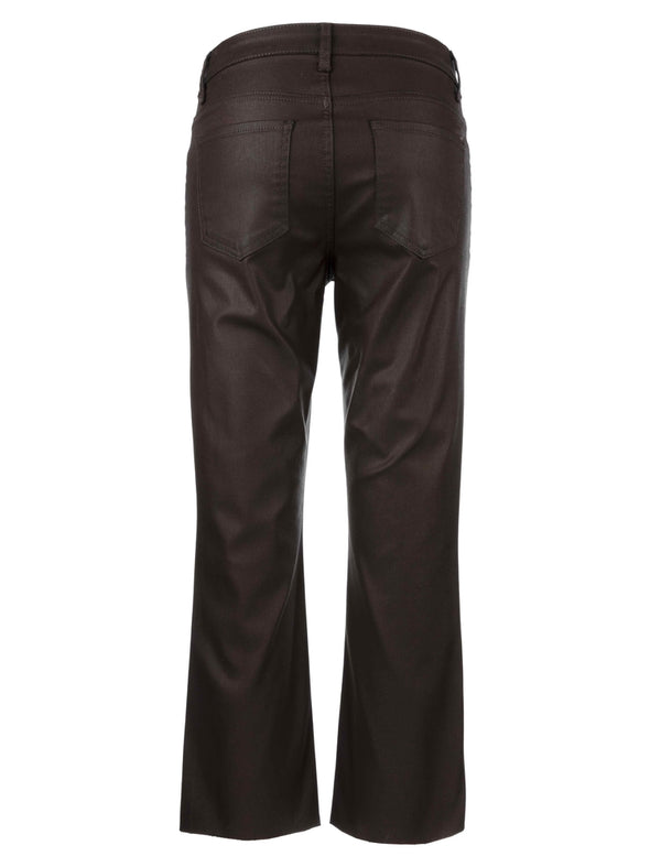 kut from the kloth kelsey coated high rise ankle flare jeans chocolate