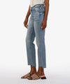 kut from the kloth reese ankle straight leg jean operated medium wash frayed step hem