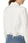 PRAIRIE WHITE liverpool classic denim jacket with shredded hem