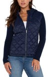 liverpool long sleeve quilted front sweater jacket hooded dark navy