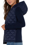 liverpool long sleeve quilted front sweater jacket hooded dark navy