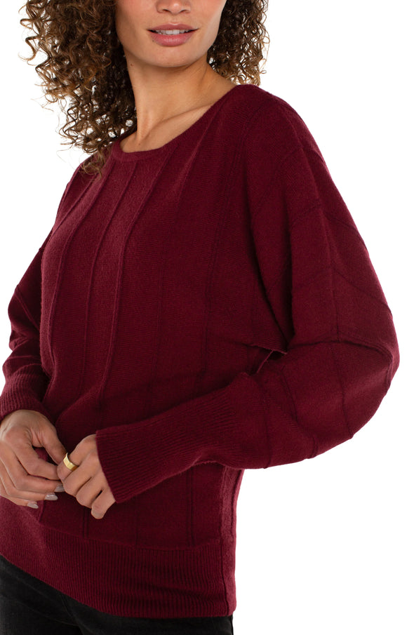 striped dolman sleeve sweater liverpool dark pinot noir