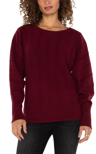 striped dolman sleeve sweater liverpool dark pinot noir