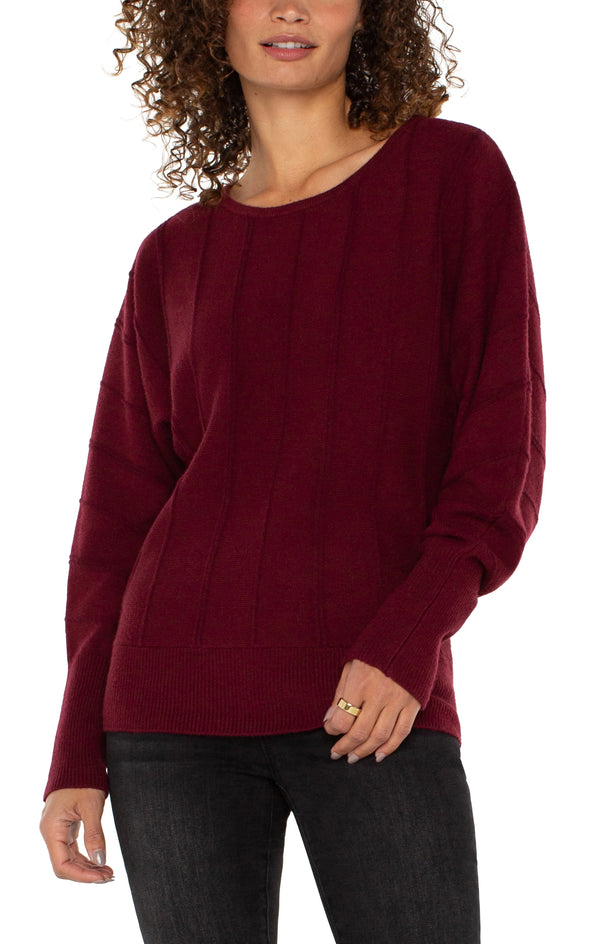 striped dolman sleeve sweater liverpool dark pinot noir