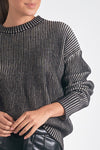 elan chunky knit crewneck pullover rib sweater ombre black white grey