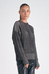 elan chunky knit crewneck pullover rib sweater ombre black white grey