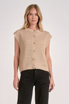 elan sleeveless button front sweater vest cardigan taupe
