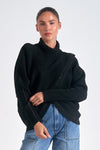 elan mockneck crossover sweater black