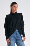 elan mockneck crossover sweater black