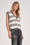 elan striped v-neck trendy sweater vest heather grey