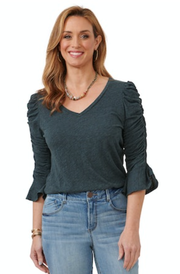 The Catarina Ruched Sleeve Top