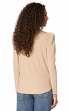 puff shoulder v-neck long sleeve top democracy heather oatmeal