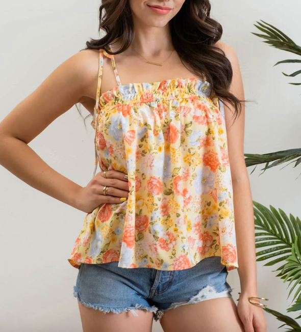 The Adelyn Tie Strap Floral Tank