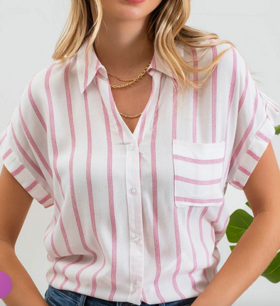 The Ellie Short Sleeve Button Up Top
