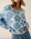 promesa blue flower sweater