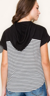 staccato short sleeve striped hoodie color block relaxed fit black