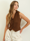 brown sweater vest button front tank layering piece