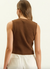 brown sweater vest button front tank layering piece