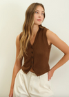 brown sweater vest button front tank layering piece