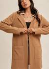 classic lightweight coat longline front pockets double breasted camel