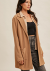 classic lightweight coat longline front pockets double breasted camel