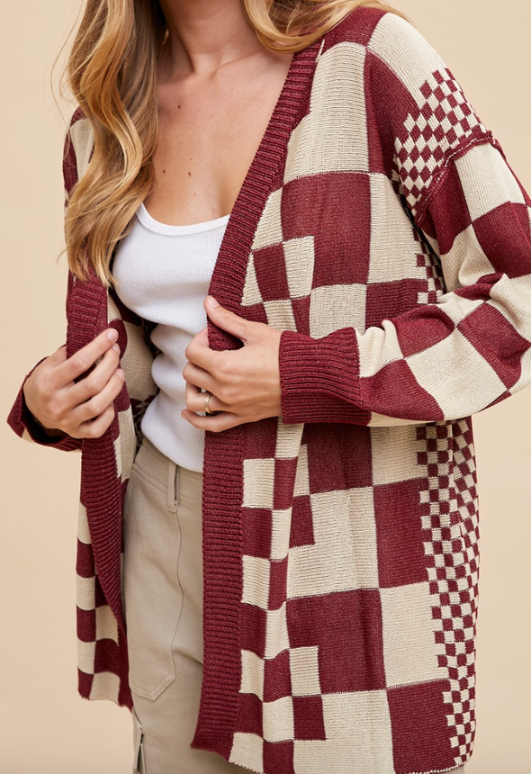 The Estee Oversized Checkered Cardigan