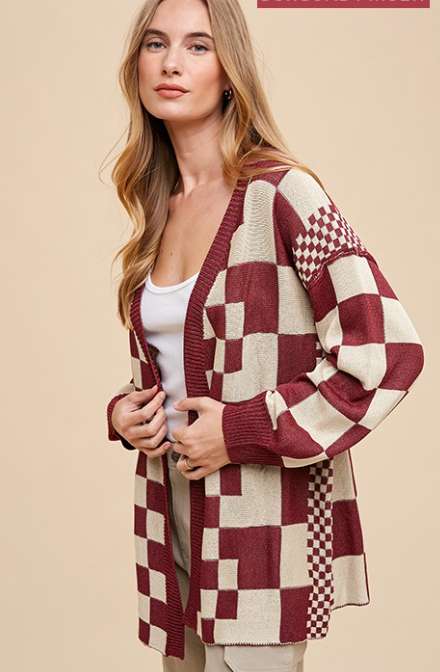 The Estee Oversized Checkered Cardigan