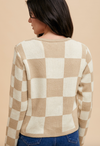 The Natasha Checkerboard Front Tie Sweater Cardigan