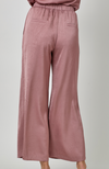 satin wide leg pant elastic waistband rosewood