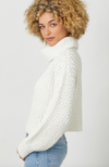 mystree turtleneck sweater cropped long sleeve open knit white