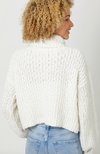 mystree turtleneck sweater cropped long sleeve open knit white