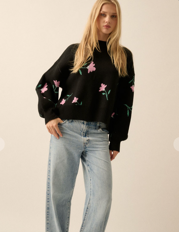 The Francesca Floral Mockneck Sweater