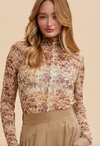 The Chelsey Floral Mock Neck Mesh Top