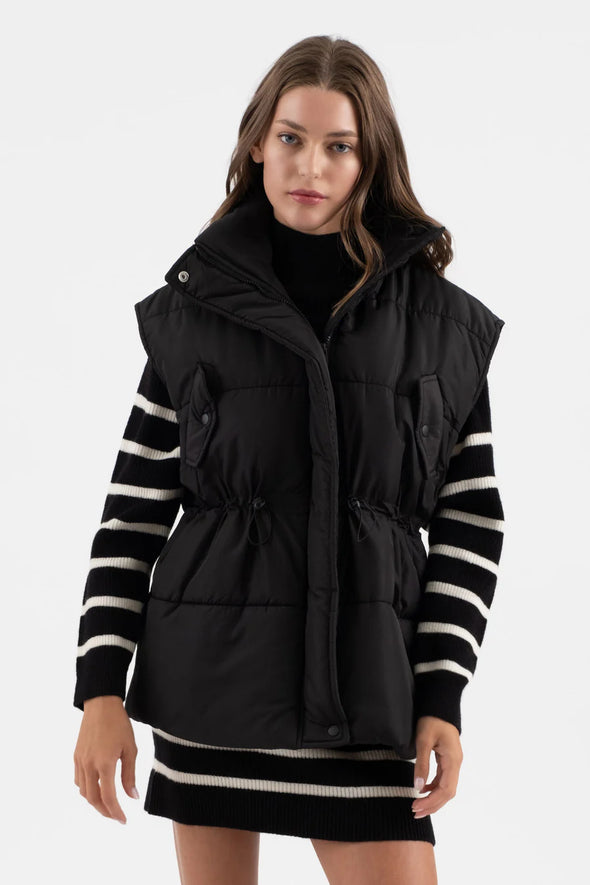 blu pepper oversized drawstring puffer vest