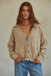 by together ingrid cardigan button down long sleeve sweater with pockets stitching detail khaki