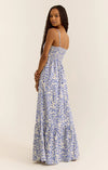 z supply winslet shadow reef maxi dress white blue floral spaghetti strap shirred back