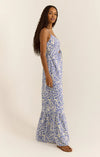 z supply winslet shadow reef maxi dress white blue floral spaghetti strap shirred back