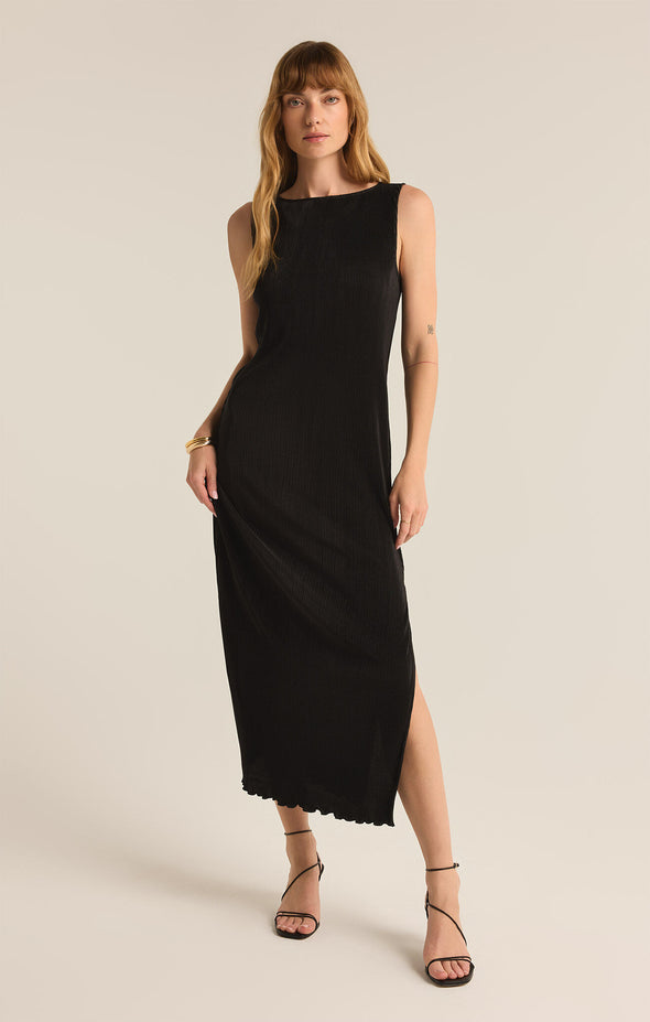 z supply boat neck sleeveless maxi length pleated fabric plisee wide strap black regular fit side slit