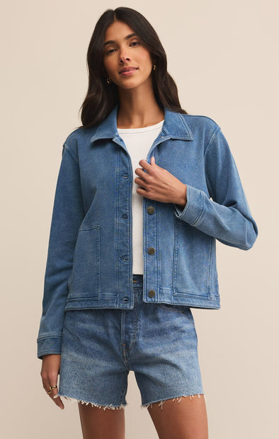 z supply bel air knit denim jacket vintage indigo