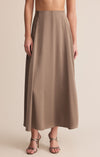z supply northpointe midi skirt moonlight tan satin a-line skirt