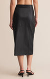 z supply reine faux leather midi skirt black