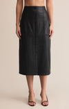 z supply reine faux leather midi skirt black